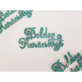   Csillogó Boldog Karácsonyt felirat elegáns türkiz 3db/csom