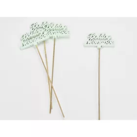   Fa beszúrós "Boldog névnapot" felirat menta 8x29cm 4db/csomag