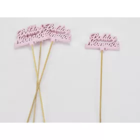   Fa beszúrós "Boldog névnapot" felirat pink 8x29cm 4db/csomag