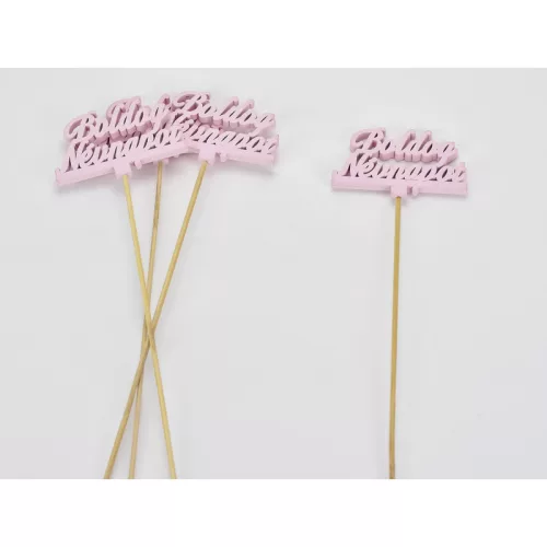 Fa beszúrós "Boldog névnapot" felirat pink 8x29cm 4db/csomag