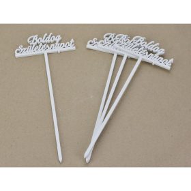   Fa - Beszúrós "Boldog születésnapot" felirat fehér 29cm 4db/csomag