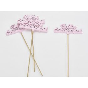   Fa - Beszúrós "Boldog születésnapot" felirat pink 12,5x29,5cm 4db/csomag