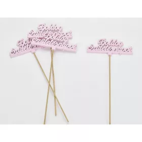   Fa - Beszúrós "Boldog születésnapot" felirat pink 12,5x29,5cm 4db/csomag