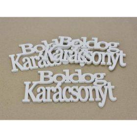   Fa - "Boldog Karácsonyt" felirat koszorúra fehér 14cm 3db/csomag