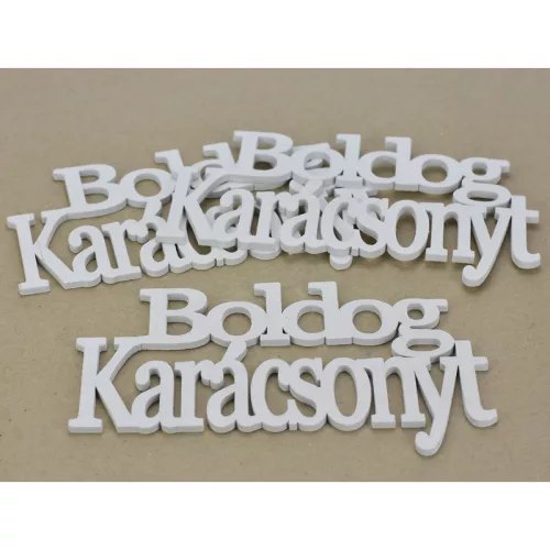 Fa - "Boldog Karácsonyt" felirat koszorúra fehér 21cm 3db/csomag