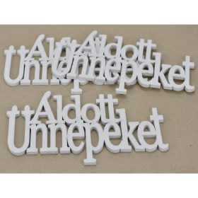   Fa - "Áldott Ünnepeket" felirat koszorúra fehér 21cm 3db/csomag