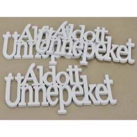   Fa - "Áldott Ünnepeket" felirat koszorúra fehér 21cm 3db/csomag