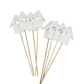 Fa házikók pálcás fehér 7x28cm 8db/csomag