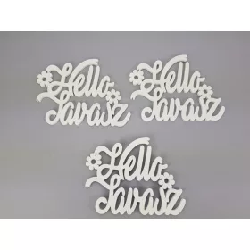   Fa "Hello Tavasz" felirat koszorúra fehér 14,5x20cm 3db/csomag