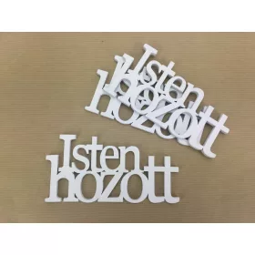   Fa "Isten Hozott" felirat koszorúra fehér 7x14cm 3db/csomag