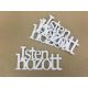 Fa "Isten Hozott" felirat koszorúra fehér 7x14cm 3db/csomag