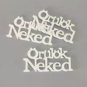   Fa "Örülök Neked" felirat koszorúra fehér 7x14cm 3db/csomag