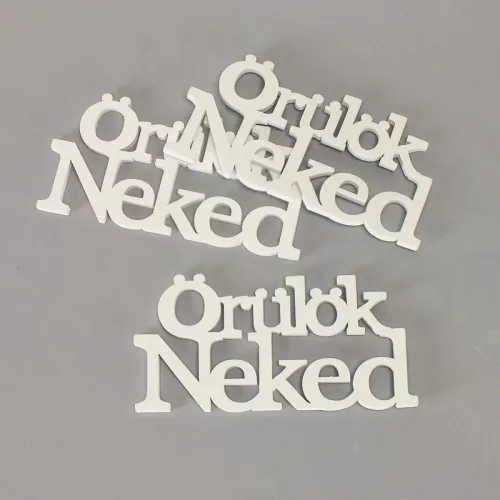 Fa "Örülök Neked" felirat koszorúra fehér 7x14cm 3db/csomag