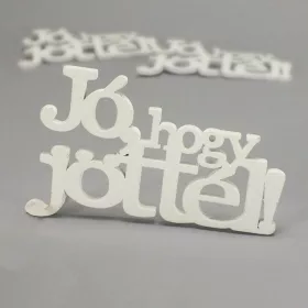   Fa "Jó, hogy jöttél!" felirat koszorúra fehér 9x14,5cm 3db/csomag