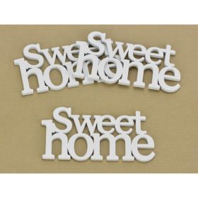   Fa "Sweet home" felirat koszorúra fehér 7x14cm 3db/csomag