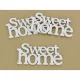 Fa "Sweet home" felirat koszorúra fehér 7x14cm 3db/csomag