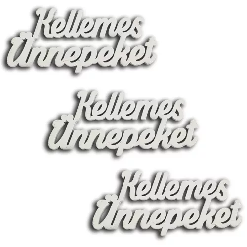 Kellemes Ünnepeket felirat fehér15cm 3db/csomag