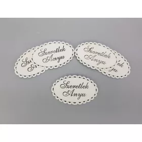   "Szeretlek Anyu" csipkés ovál tábla fehér 5db/csomag