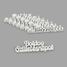Natúr fa Boldog születésnapot felirat fehér 8db/csomag