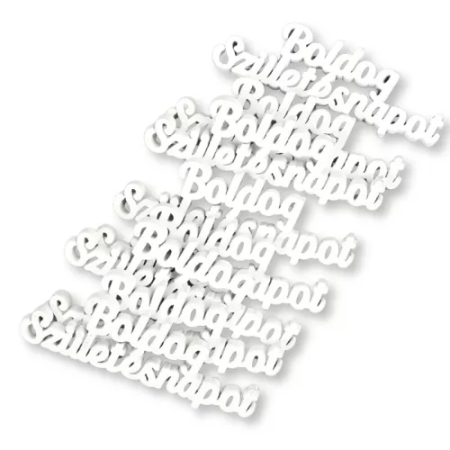 Natúr fa Boldog születésnapot felirat fehér 8db/csomag