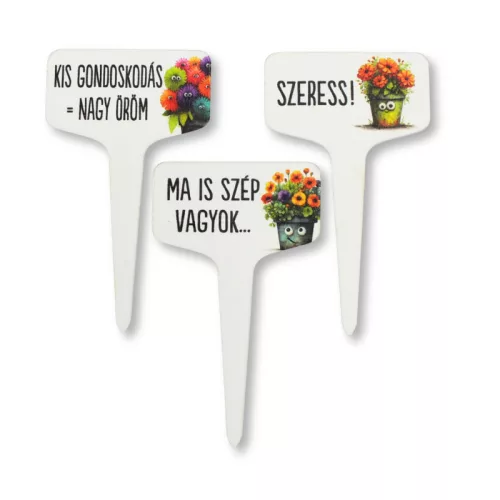 Fa beszúros tábla nyomtatott - Cserepes virágokhoz II. 3db/csomag