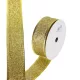 Karácsonyi szalag glitteres - arany, drótos szegéllyel