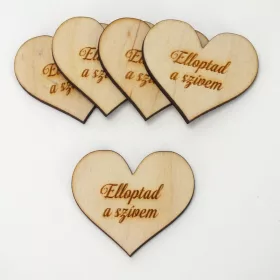 Natúr fa - Szív "Elloptad a szívem" 4cm 5db/cs