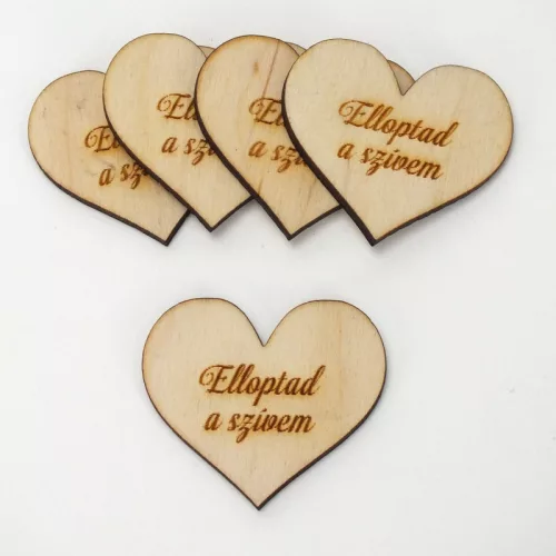 Natúr fa - Szív "Elloptad a szívem" 4cm 5db/cs