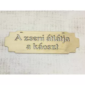 "A zseni átlátja a káoszt" tábla