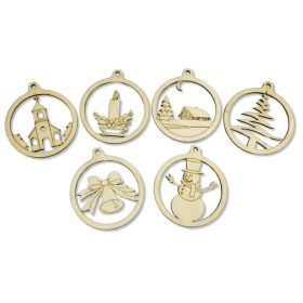 Natúr fa - Kerek figurás díszek 6db/csomag - OKOSÁR!