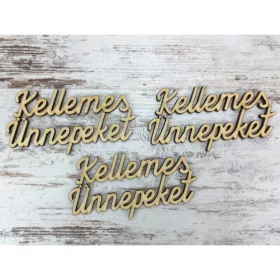   Natúr fa -  "Kellemes Ünnepeket" felirat 9cm 3db/csomag