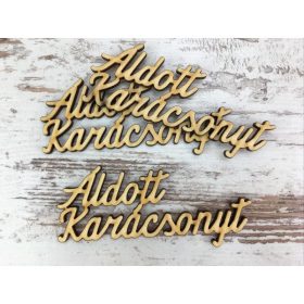  Natúr fa - "Áldott Karácsonyt" felirat 10cm 3db/csomag