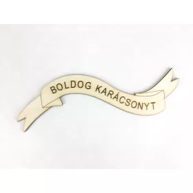Natúr fa - "Boldog karácsonyt" szalag 23cm