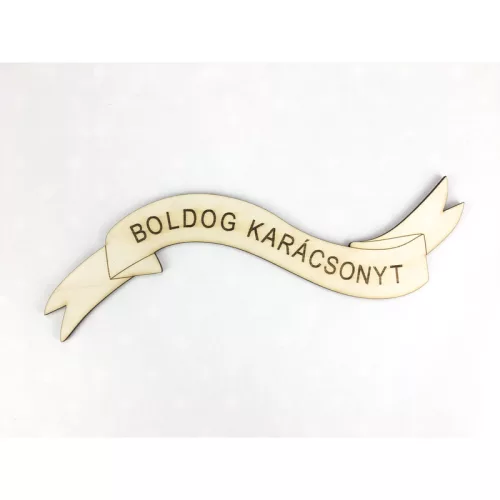 Natúr fa - "Boldog karácsonyt" szalag 23cm
