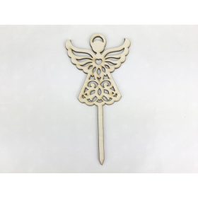 Natúr fa - Beszúrós csipkés angyal 18cm