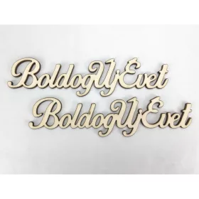   Natúr fa - "Boldog Új Évet" felirat 14,5cm 2db/csomag