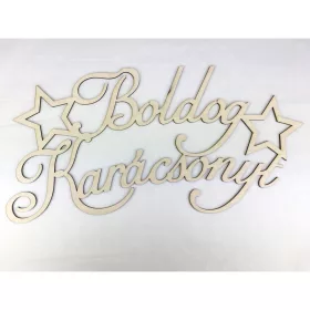   Natúr fa - "Boldog Karácsonyt" csillagos nagy 49x25cm