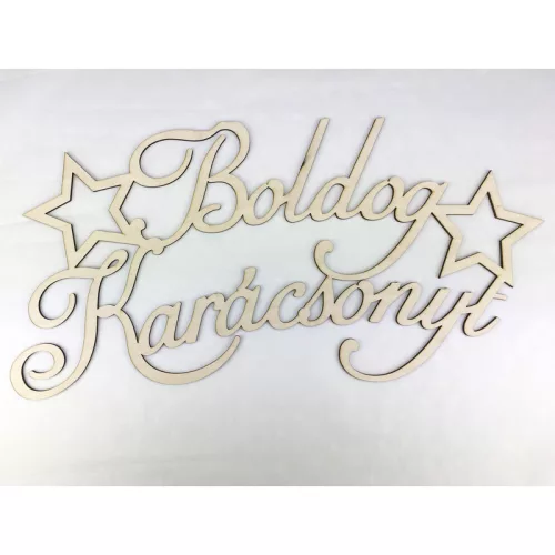 Natúr fa - "Boldog Karácsonyt" csillagos nagy 49x25cm