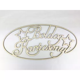   Natúr fa - "Boldog Karácsonyt" ovál nagy 48x23cm