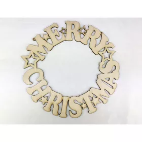 Natúr fa - "Merry Christmas" koszorú 25cm