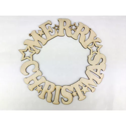 Natúr fa - "Merry Christmas" koszorú 25cm