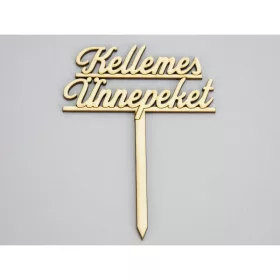   Natúr fa - Beszúrós "Kellemes ünnepeket" felirat 10cm