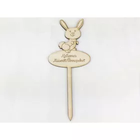   Natúr fa - Beszúrós nyuszi "Kellemes húsvéti ünnepeket" felirat 7cm