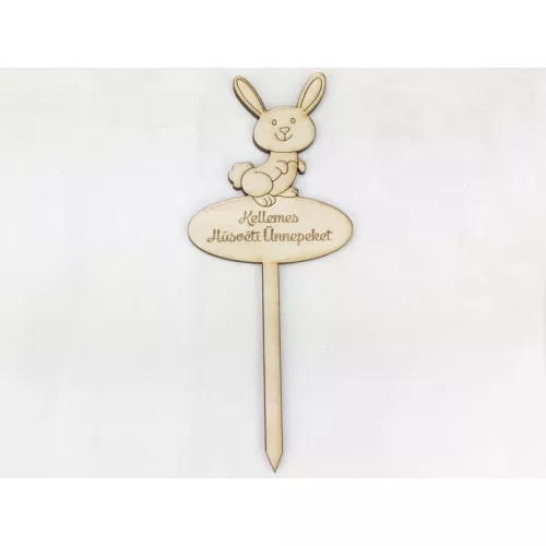 Natúr fa - Beszúrós nyuszi "Kellemes húsvéti ünnepeket" felirat 7cm