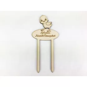   Natúr fa - Beszúrós csibés "Kellemes húsvéti ünnepeket" felirat 7cm