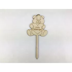   Natúr fa - Beszúrós maci "Boldog Valentin napot" 16cm