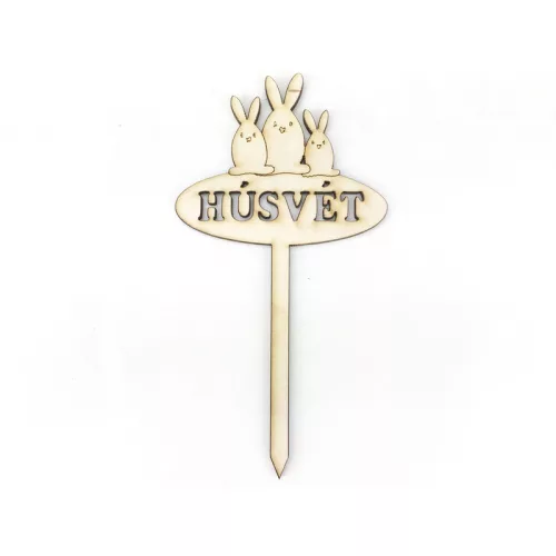 Natúr fa - Beszúrós nyuszi család "HÚSVÉT" 8cm