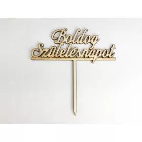   Natúr fa - Beszúrós "Boldog Születésnapot" felirat 12,3cm