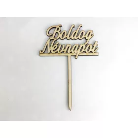   Natúr fa - Beszúrós "Boldog Névnapot" felirat 8,6cm