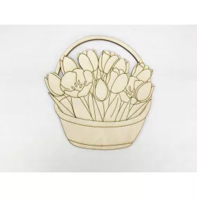 Natúr fa - Tulipánok kosárban 20cm